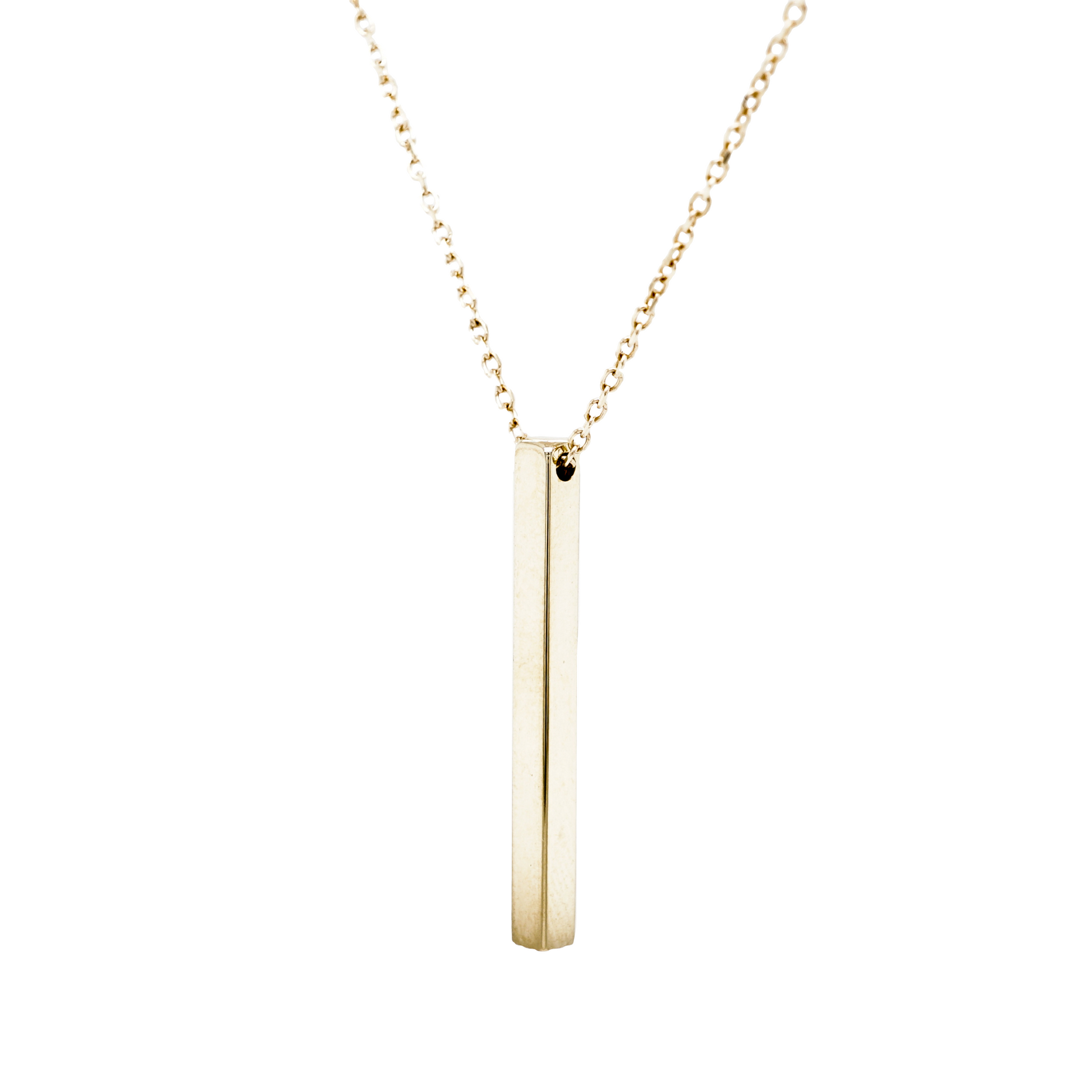Vertical Bar Pendant Necklace in 14k Yellow GoldComposition: PlatinumTotal Gram Weight: 3.1 gInscription: MS CO 14k 