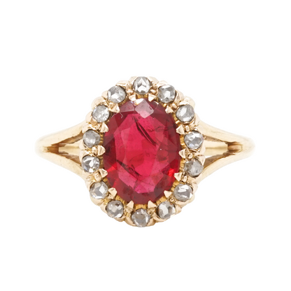 1.57 Victorian Ruby & Diamond Cocktail Ring in 10k