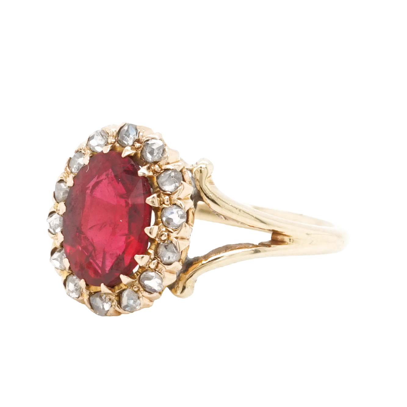 1.57 Victorian Ruby & Diamond Cocktail Ring in 10k