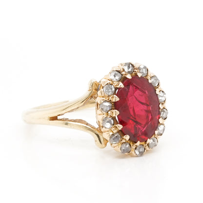 1.57 Victorian Ruby & Diamond Cocktail Ring in 10k