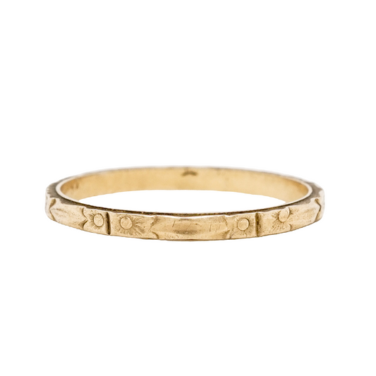 1.65mm Art Deco Engraved Wedding Band in 14k Yellow Gold