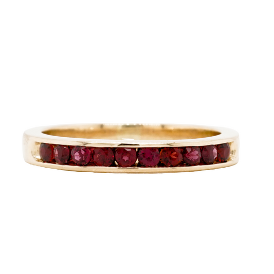 .60 Garnet Wedding Band in 14k Yellow Gold