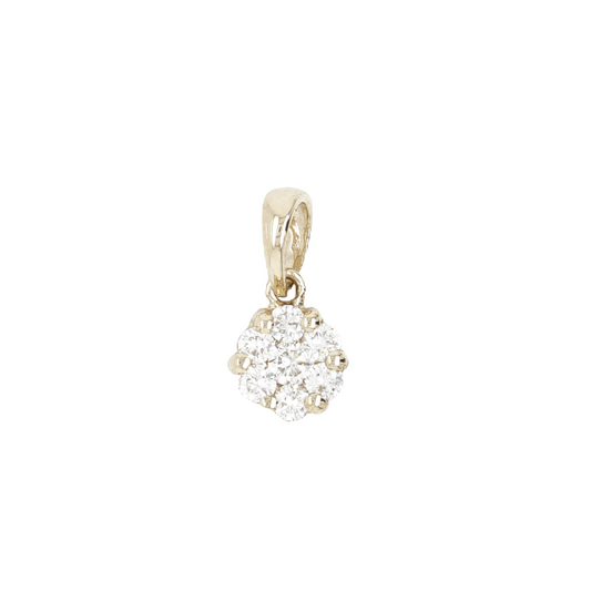 .20 Diamond Cluster Pendant in 14k Yellow Gold