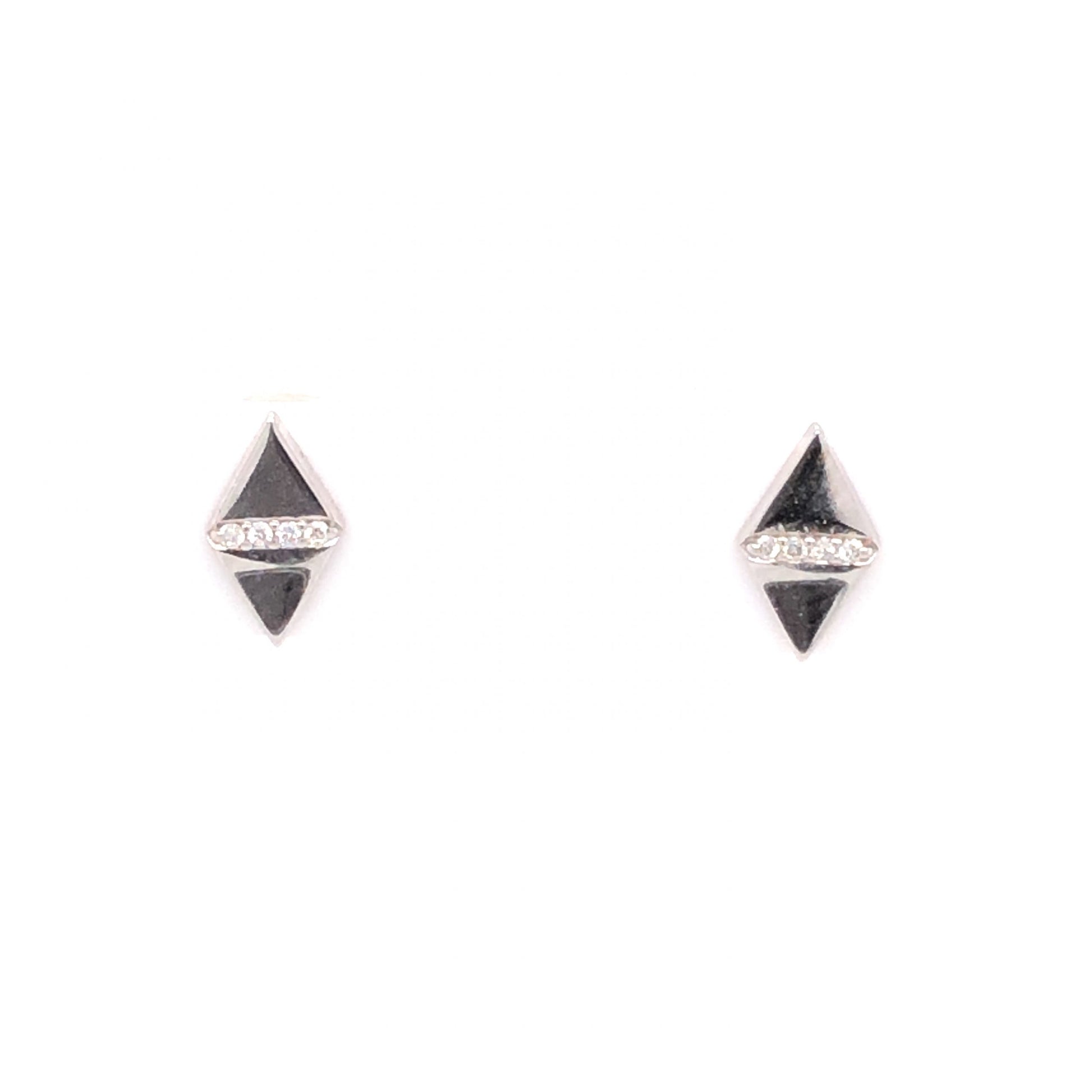 .025 Geometric Diamond Stud Earrings 14K White Gold