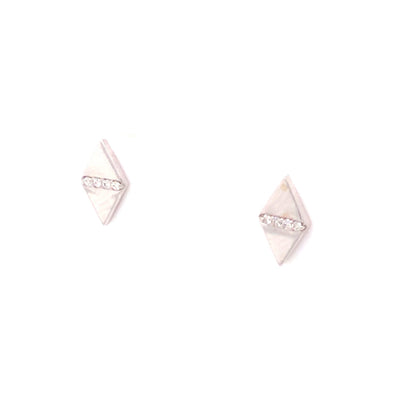 .025 Geometric Diamond Stud Earrings 14K White Gold