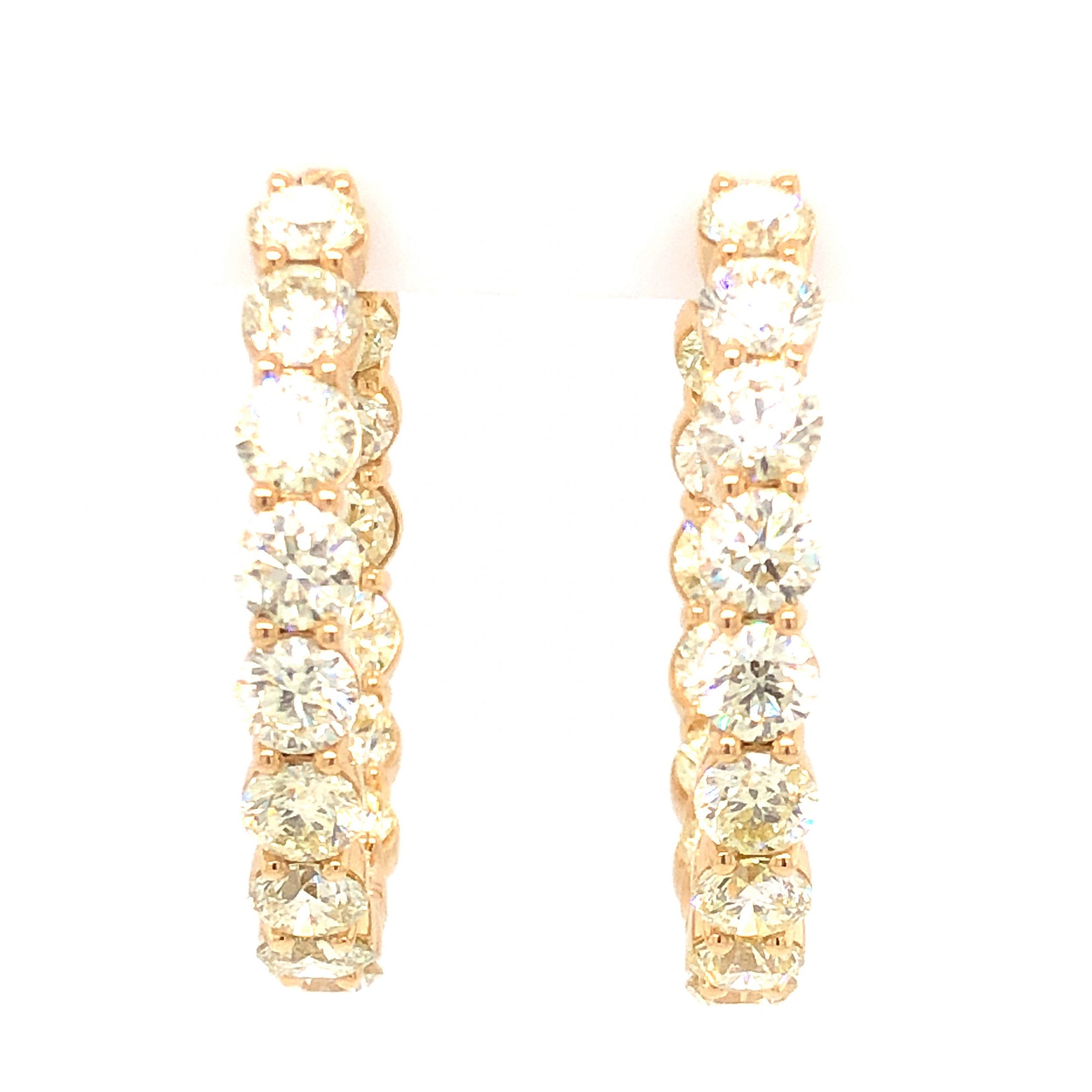 12.80 Carat Diamond Hoop Earrings in 18K Yellow Gold