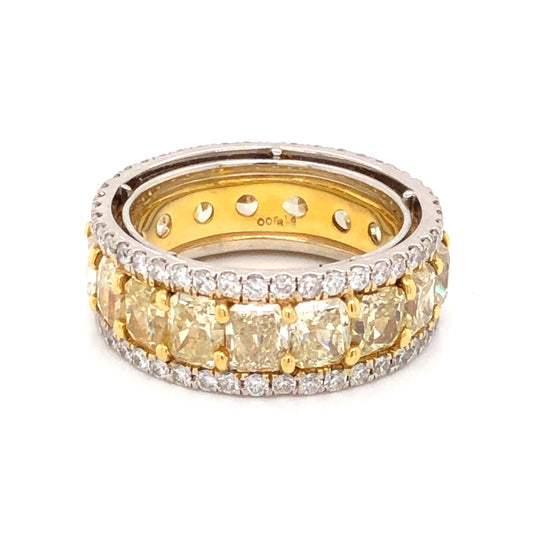 9.02 Radiant Cut Yellow Diamonds in Platinum & 18k Yellow Gold