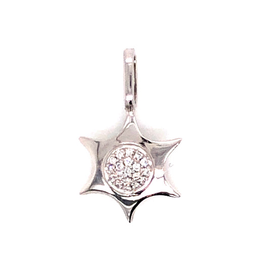 Pave Diamond Sun Pendant in 18k White Gold