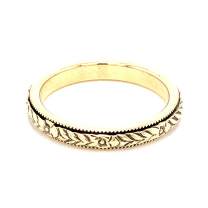 3mm Art Deco Engraved Wedding Band in 14k Yellow Gold