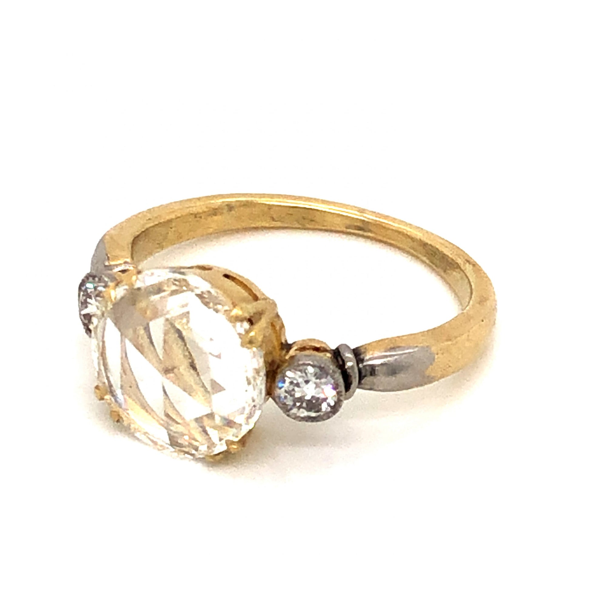 1.51 Victorian Rose Cut Diamond Engagement Ring in Yellow Gold