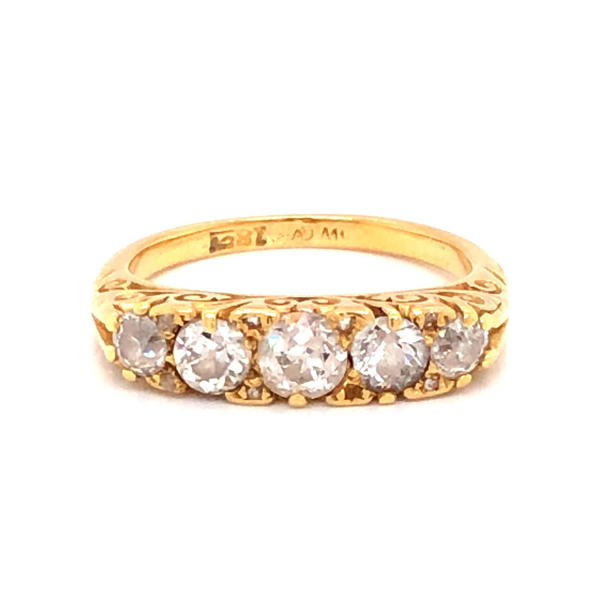 1.09 Victorian Mine Cut Diamond Cocktail Ring in 18K Yellow Gold