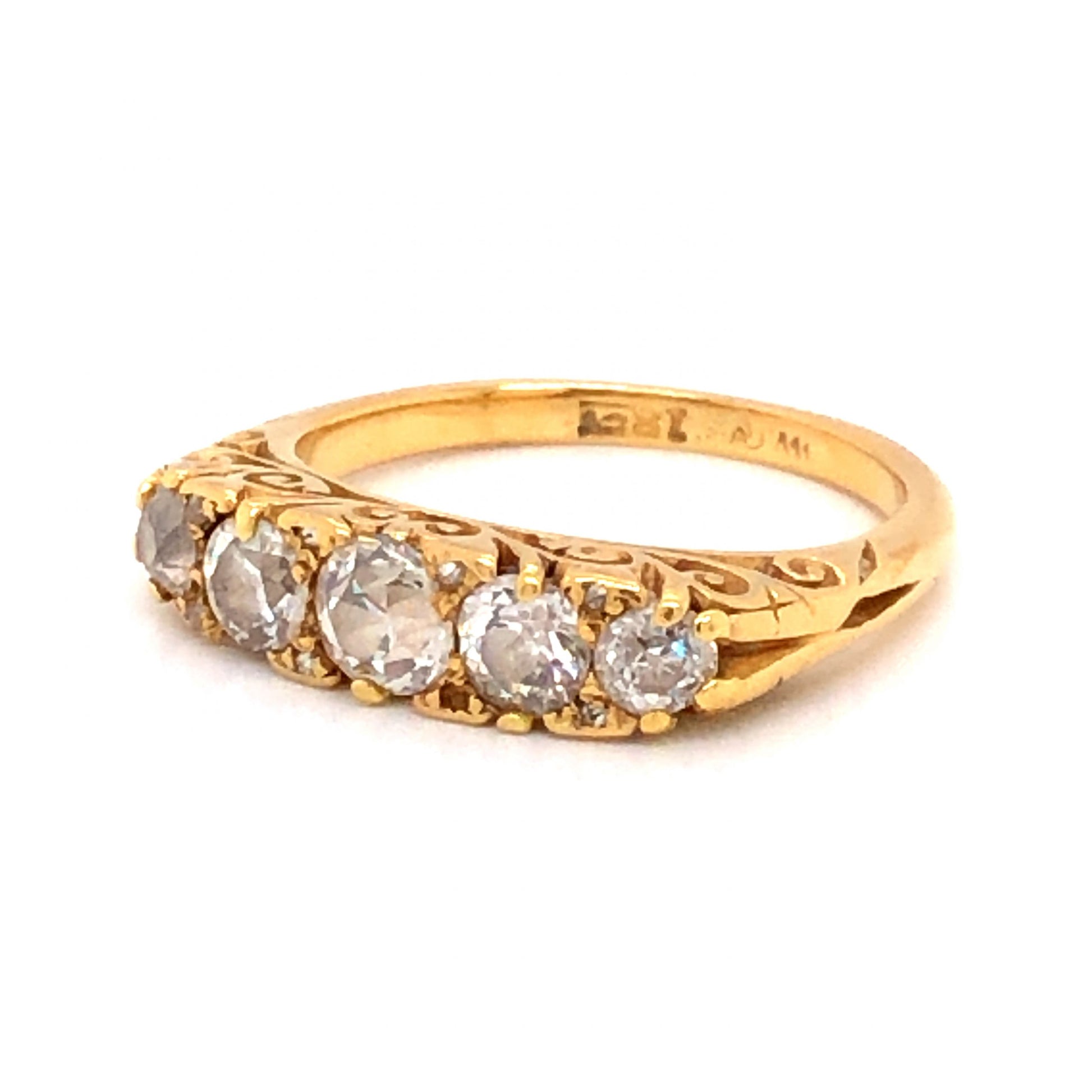 1.09 Victorian Mine Cut Diamond Cocktail Ring in 18K Yellow Gold