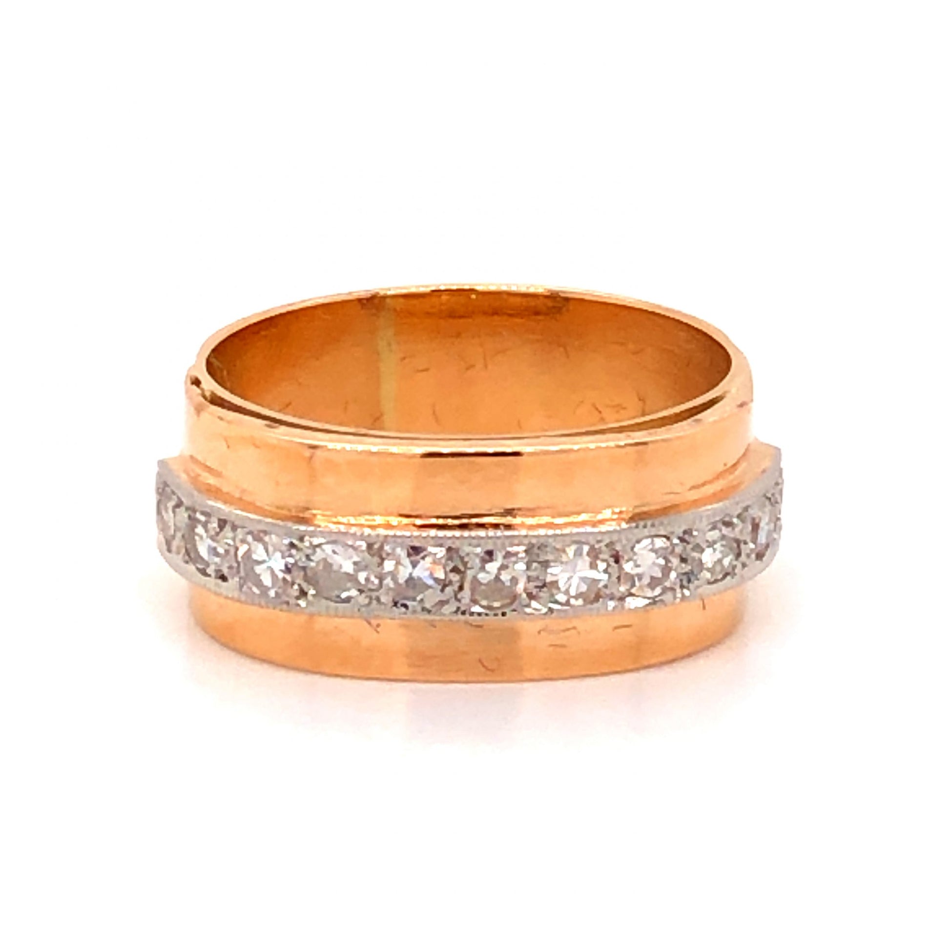 Retro Two-Tone Diamond Cocktail Ring in 18k Rose Gold