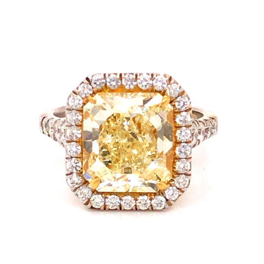 5.90 Fancy Yellow Diamond Engagement Ring in Platinum & 18k