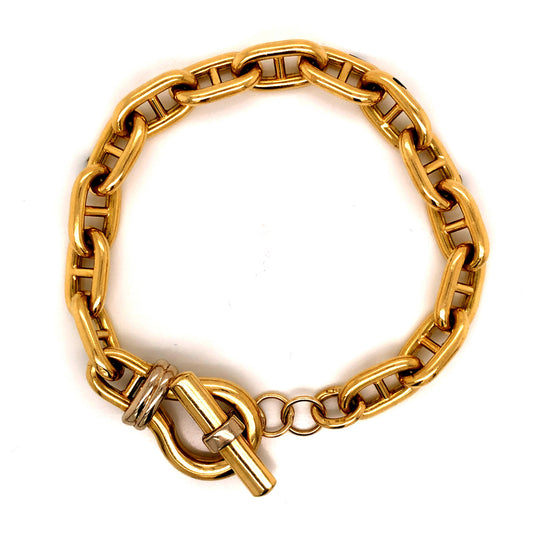 Wide Link Toggle Bracelet in 18k Yellow Gold