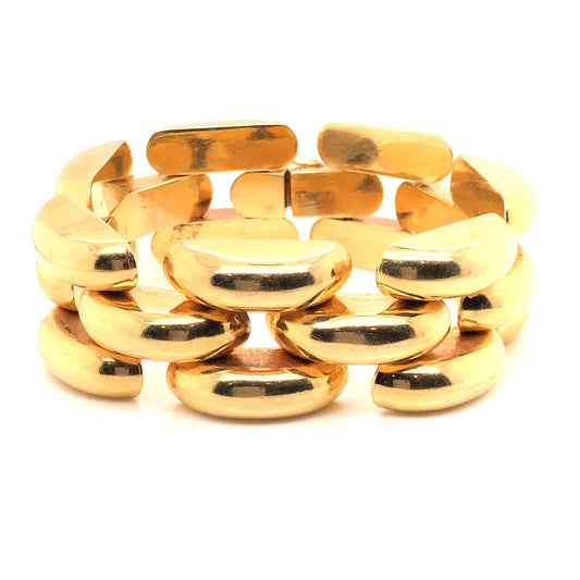 Retro 3-Link Wide Bracelet in 14k Yellow Gold