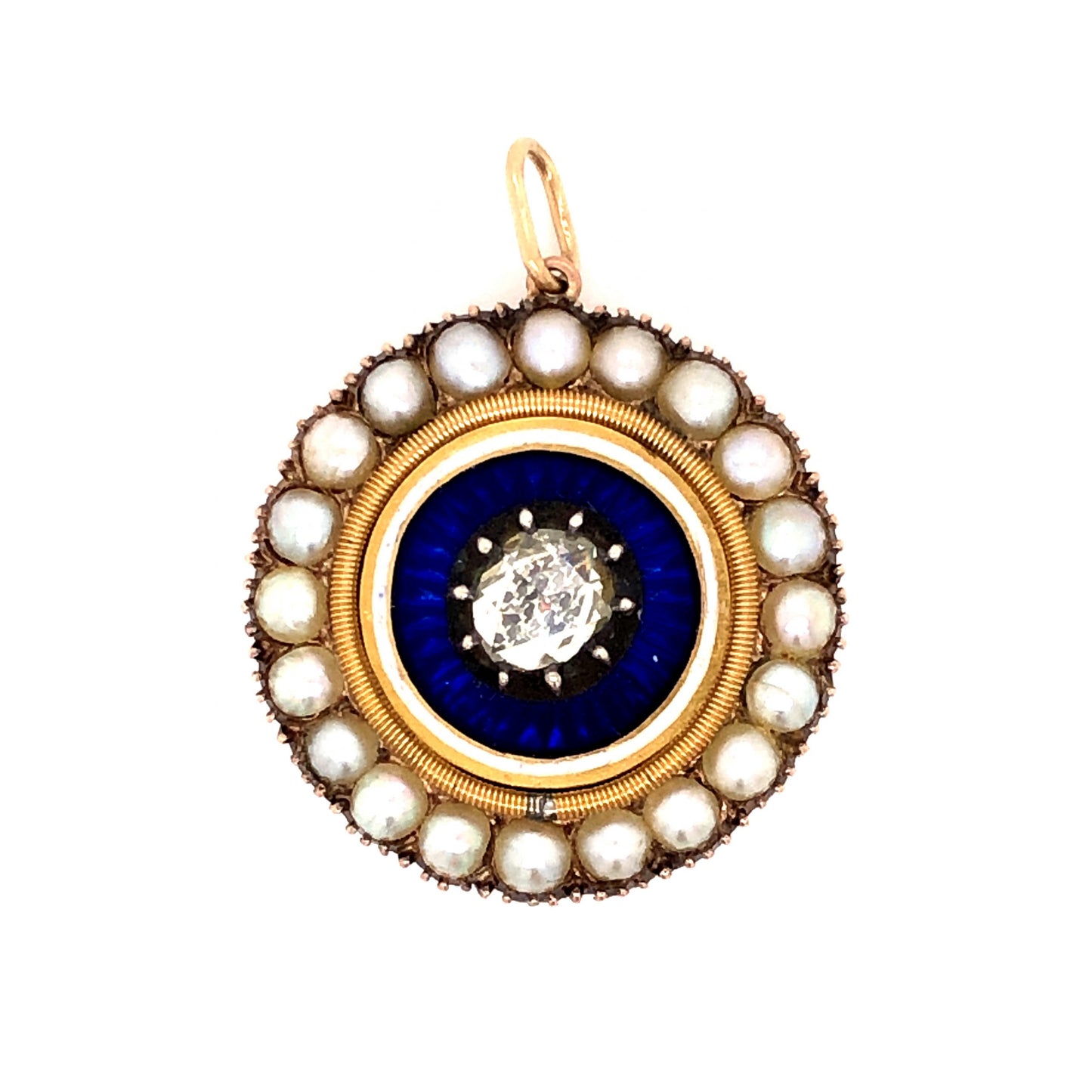Victorian Diamond & Pearl Pendant in 14k Gold and Sterling Silver