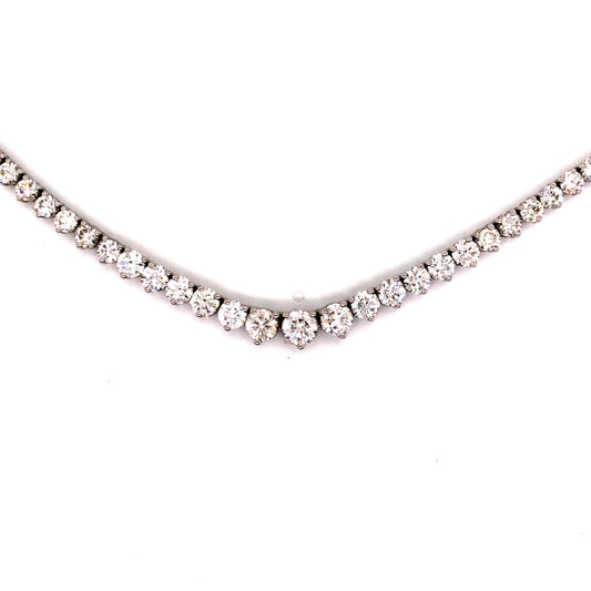 13.82 Diamond Riviera Necklace in 18K White Gold