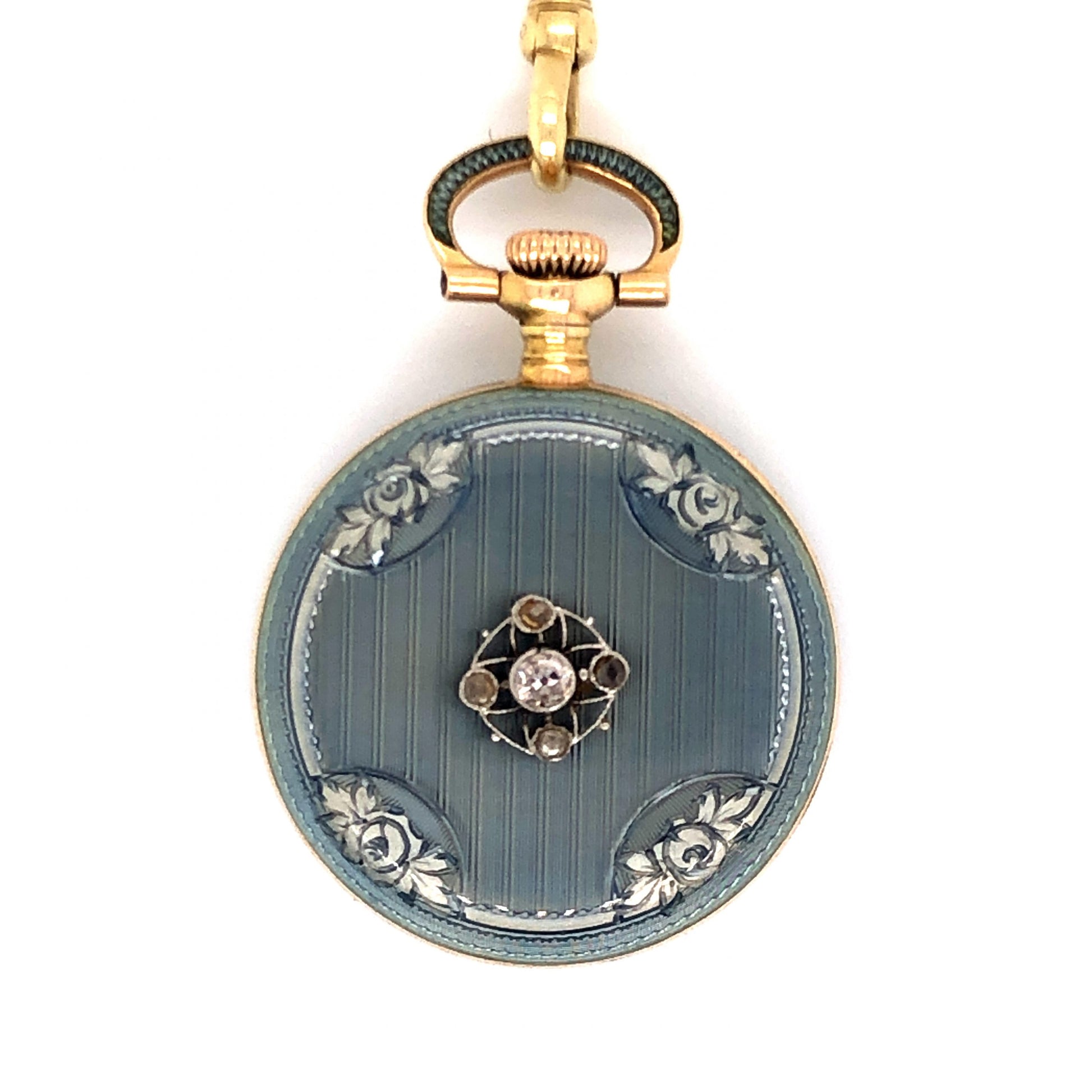 Victorian Diamond Watch Pendant in 14k Yellow Gold