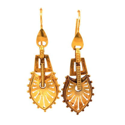 Antique Victorian Drop Earrings in 18k Yellow Gold