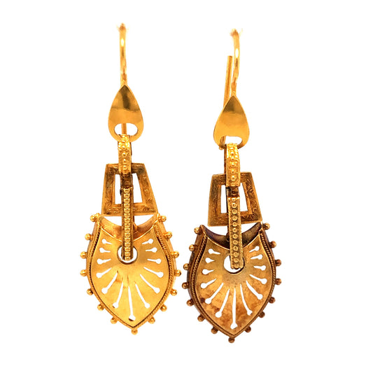 Antique Victorian Drop Earrings in 18k Yellow Gold