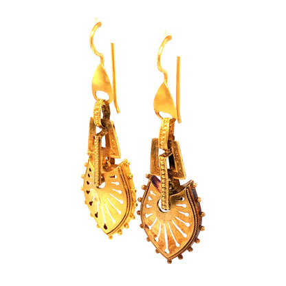 Antique Victorian Drop Earrings in 18k Yellow Gold