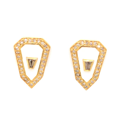 Vermeil Diamond & Enamel Stud Earrings in 14k Gold