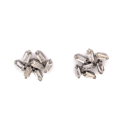 .81 Baguette Diamond Earrings in Sterling Silver