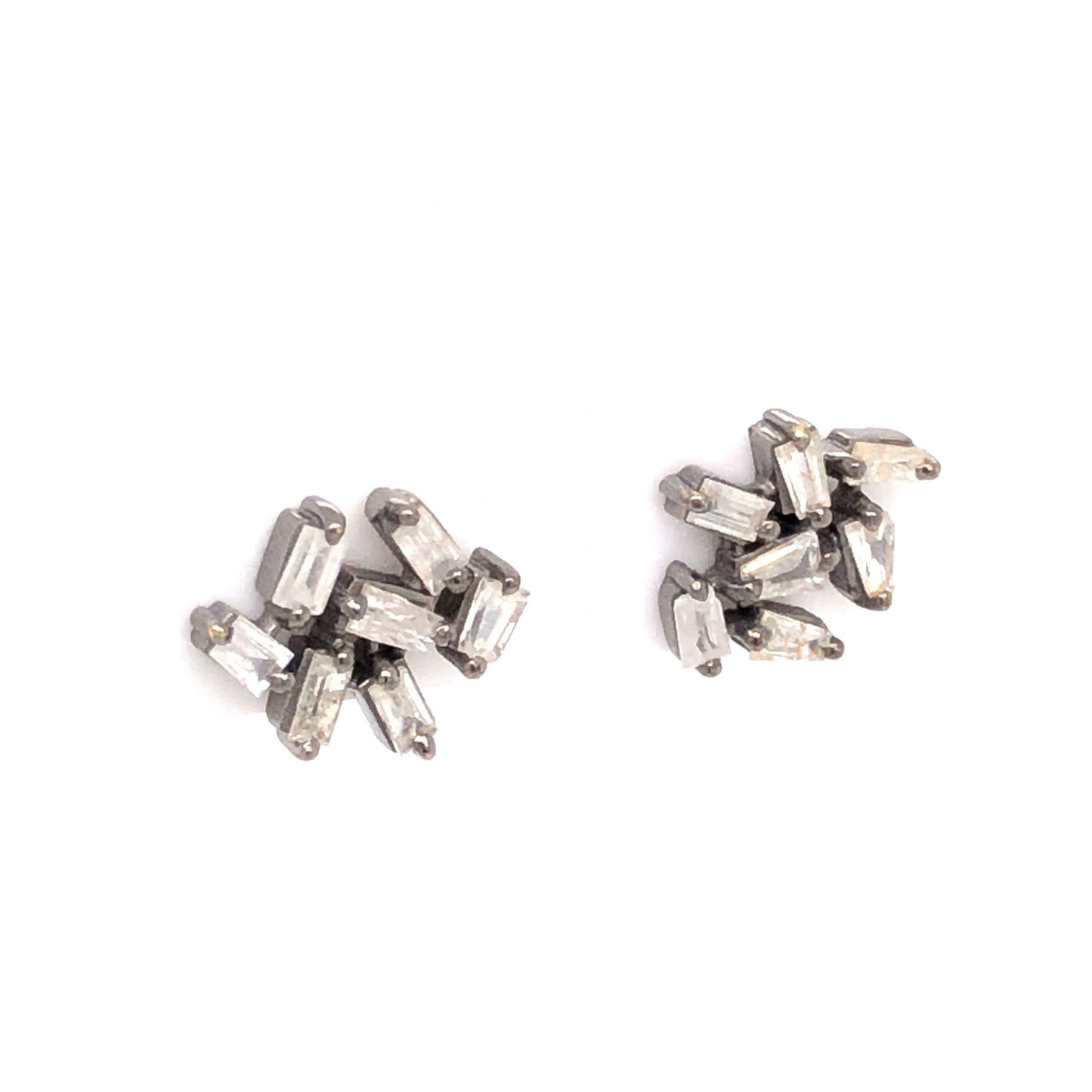 .81 Baguette Diamond Earrings in Sterling Silver