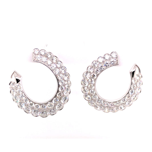 11.21 Round Brilliant Diamond Hoop Earrings in Platinum