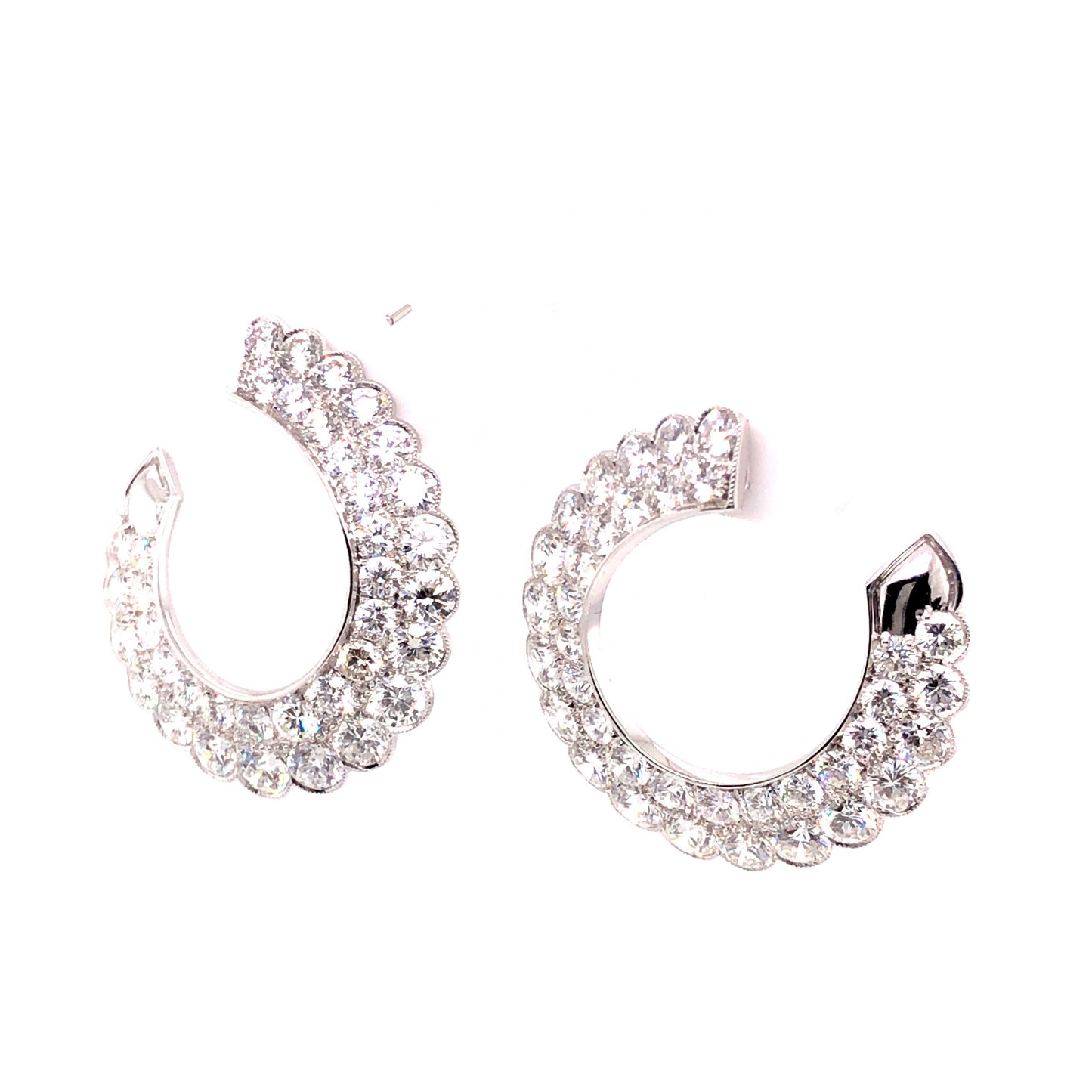 11.21 Round Brilliant Diamond Hoop Earrings in Platinum
