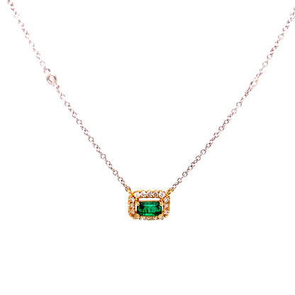 .25 Emerald & Diamond Necklace in 18k Yellow & White Gold