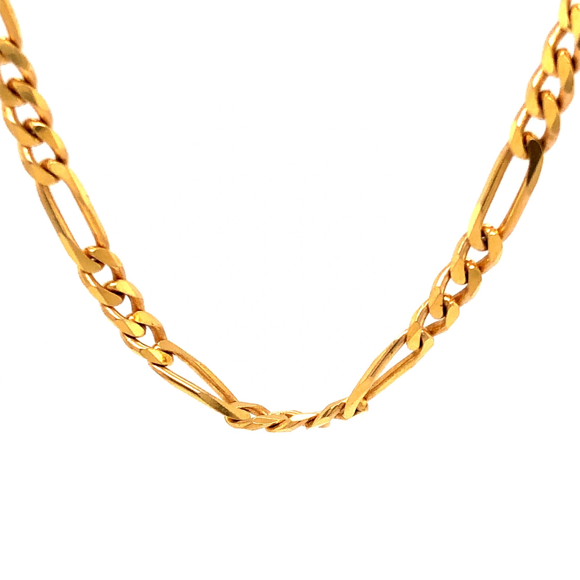 36 Inch Figaro Chain Necklace in 14k Yellow Gold