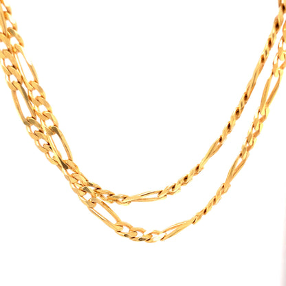 36 Inch Figaro Chain Necklace in 14k Yellow Gold