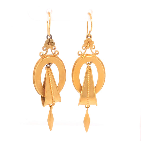 Antique Victorian Earrings in 14k Yellow Gold