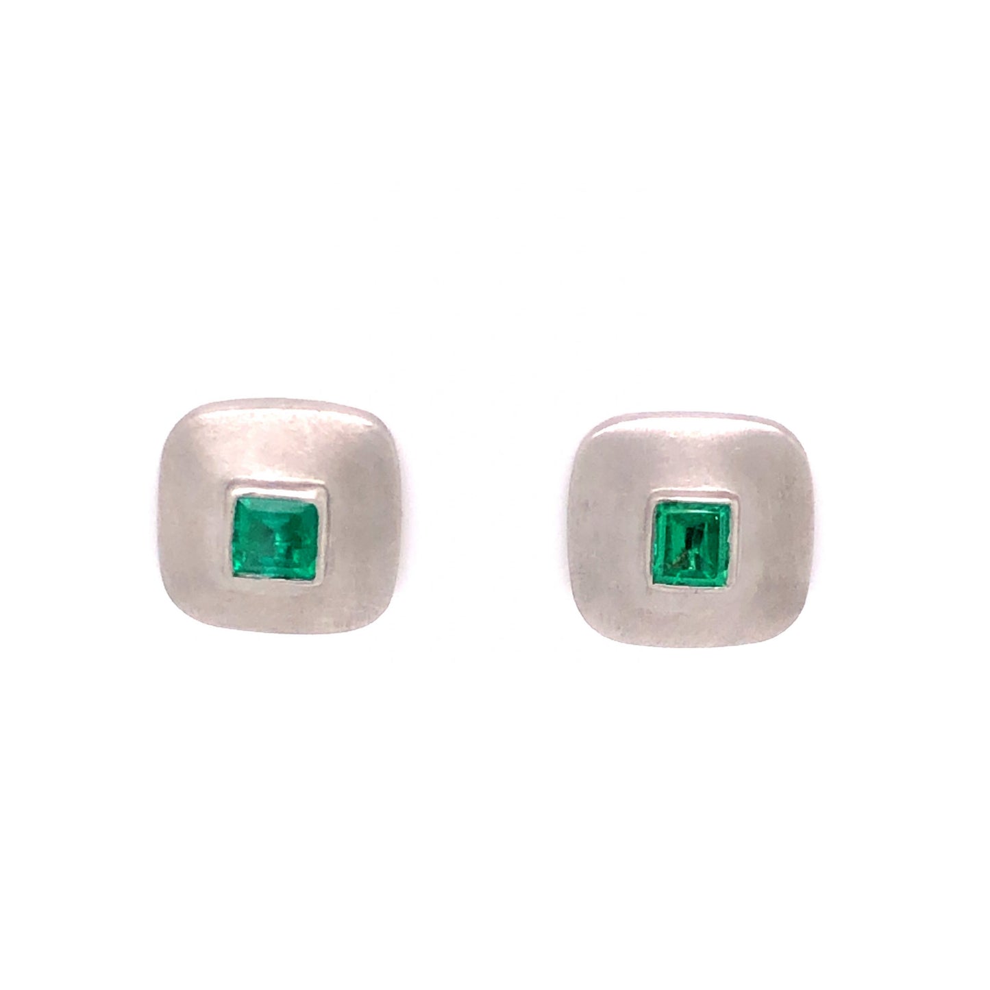 .60 Emerald Square Cut Stud Earrings in Platinum
