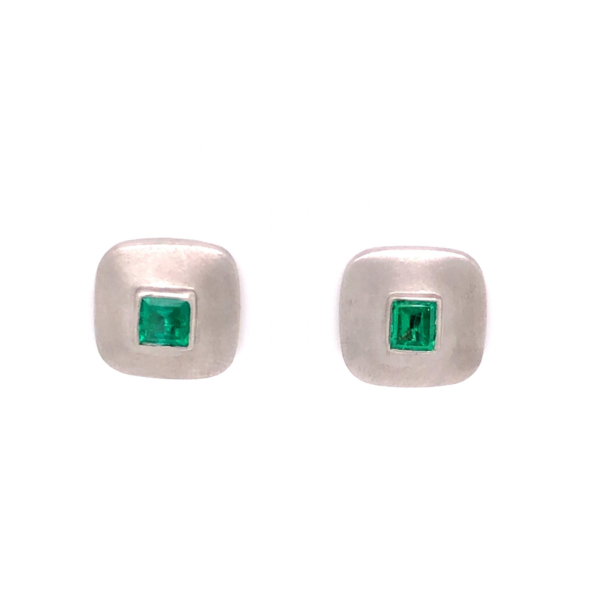 .60 Emerald Square Cut Stud Earrings in Platinum