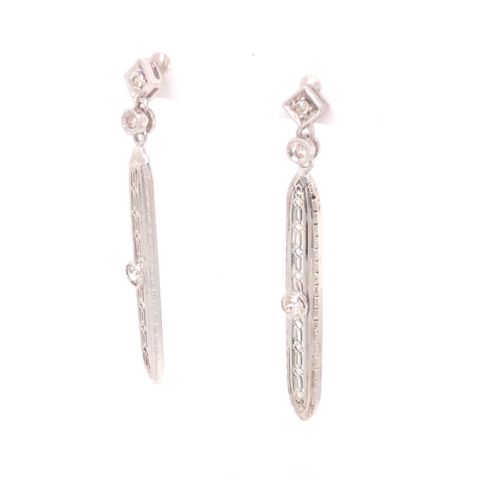 .26 Art Deco Diamond Earrings in 18k White Gold
