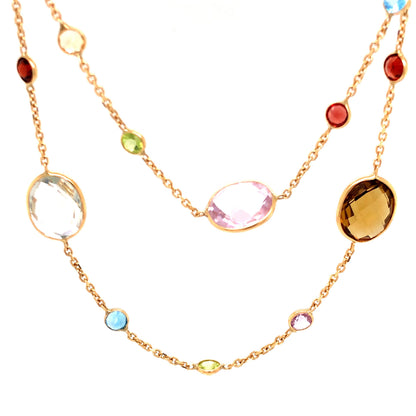 36" Multi-Gemstone Necklace in 14K Yellow Gold