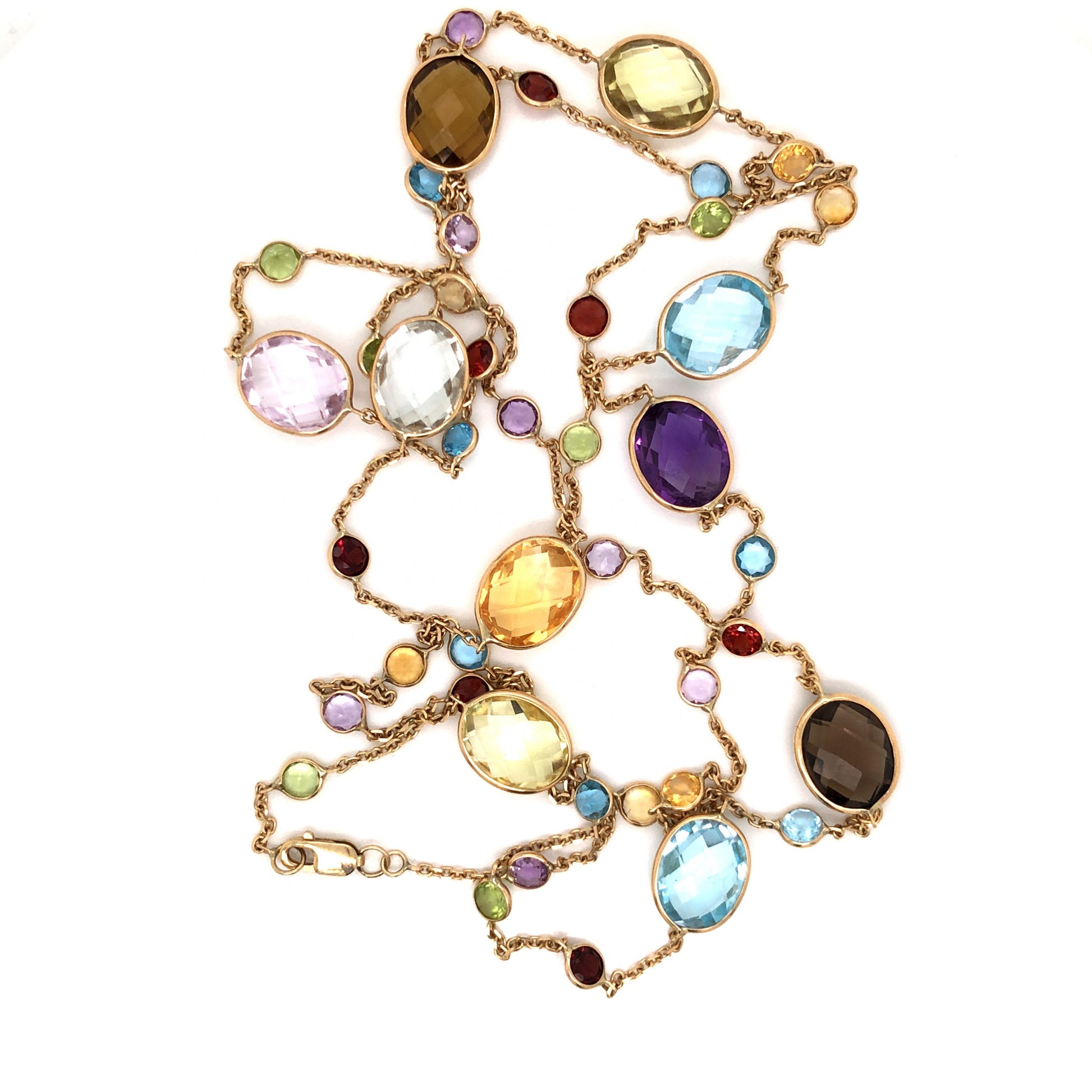36" Multi-Gemstone Necklace in 14K Yellow GoldComposition: Platinum Total Gram Weight: 14.0 g Inscription: 585
      