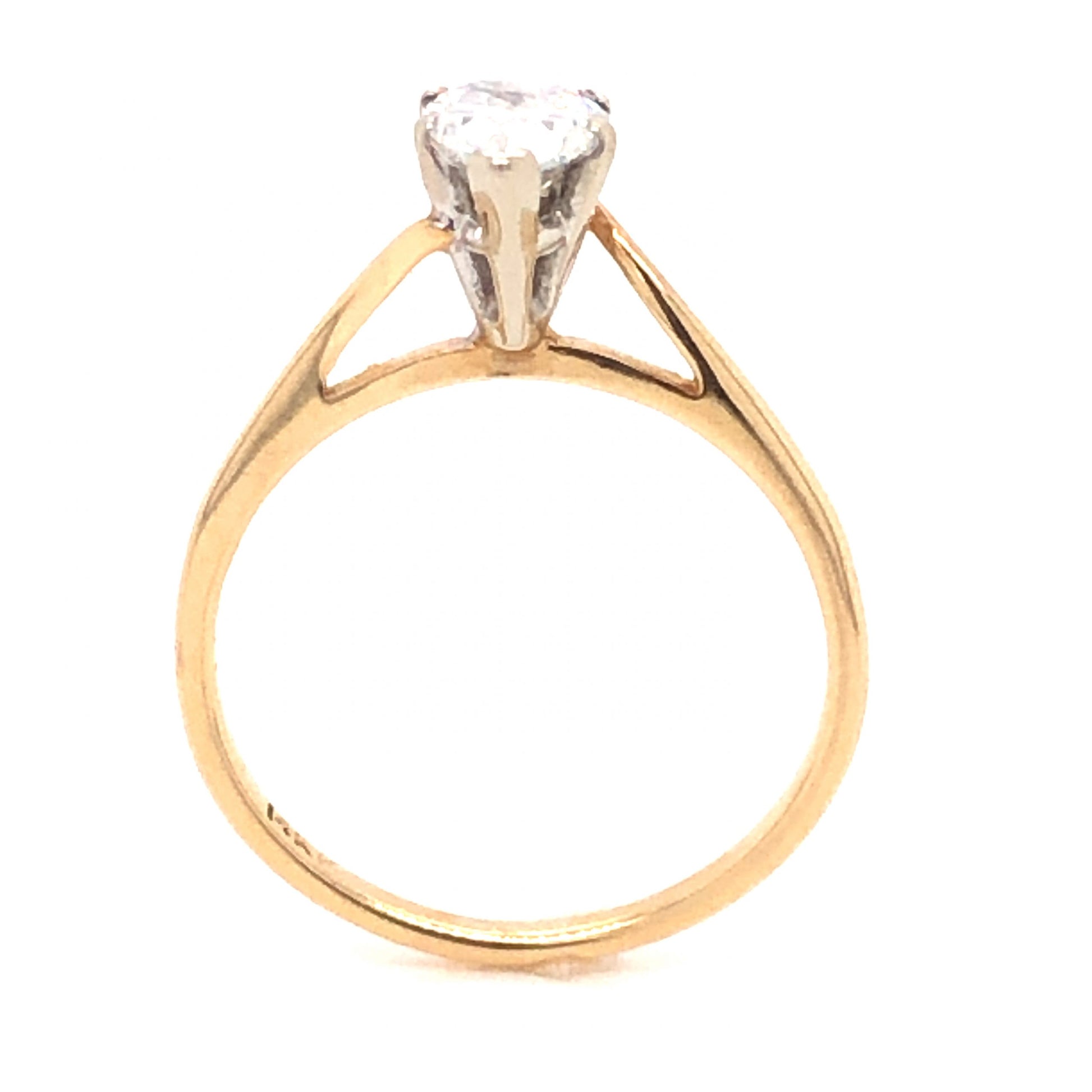 .82 Mid-Century Pear Cut Solitaire Diamond Engagement Ring