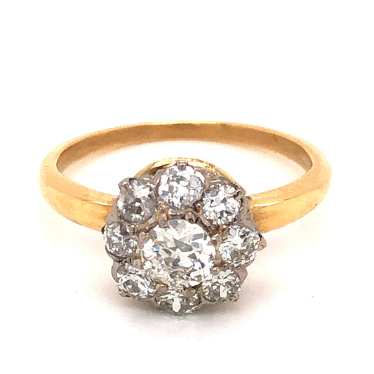 .28 Victorian Diamond Cluster Engagement Ring in 18k