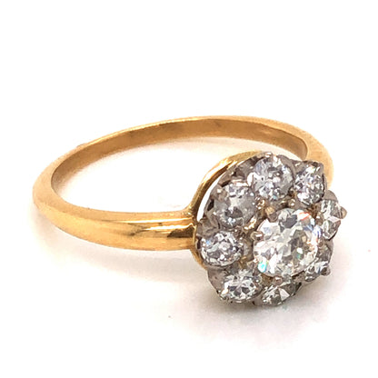 .28 Victorian Diamond Cluster Engagement Ring in 18k