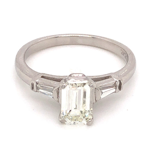 Mid-Century 1.00 GIA Diamond Engagement Ring in Platinum