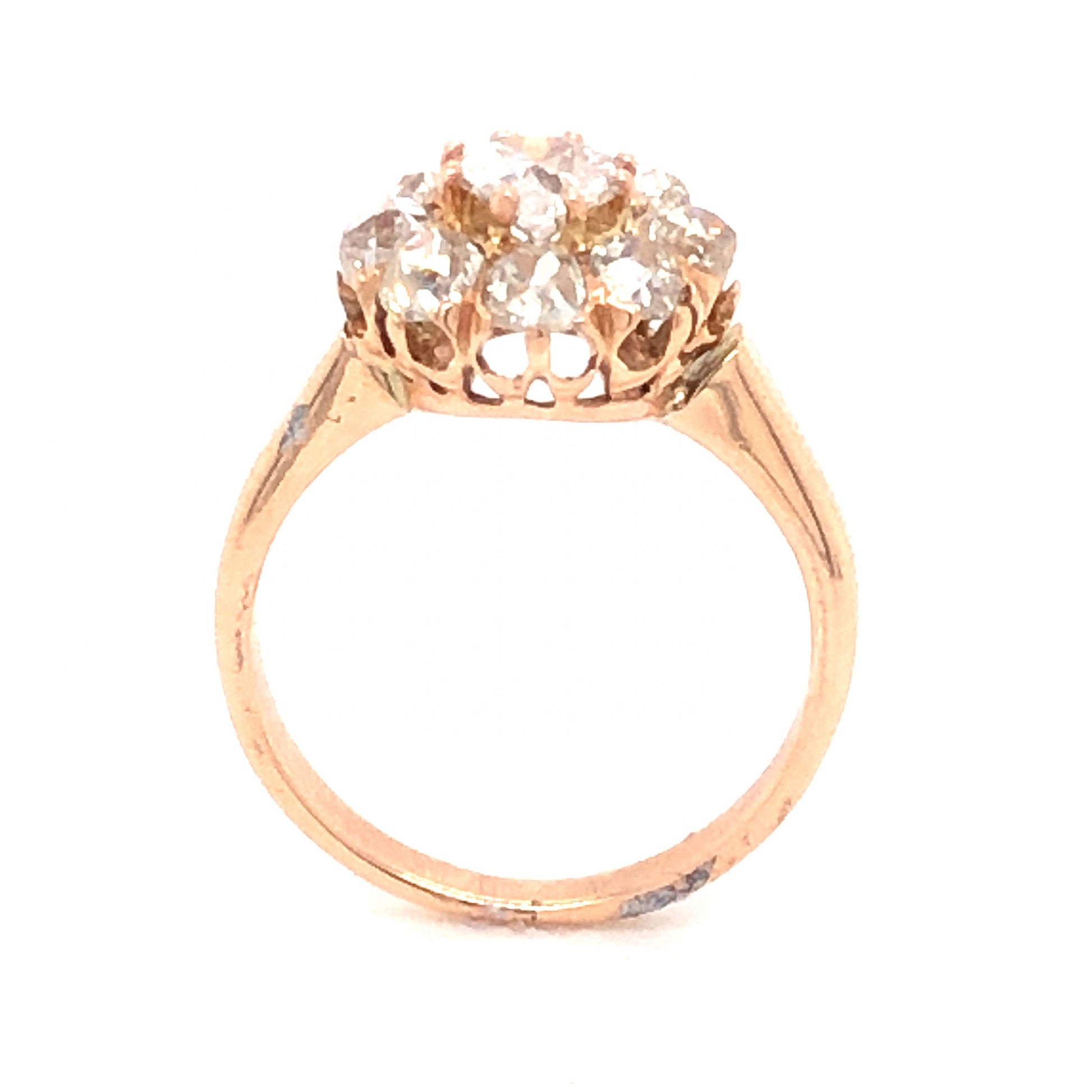 .40 Victorian Diamond Cluster Engagement Ring in 18K Rose Gold