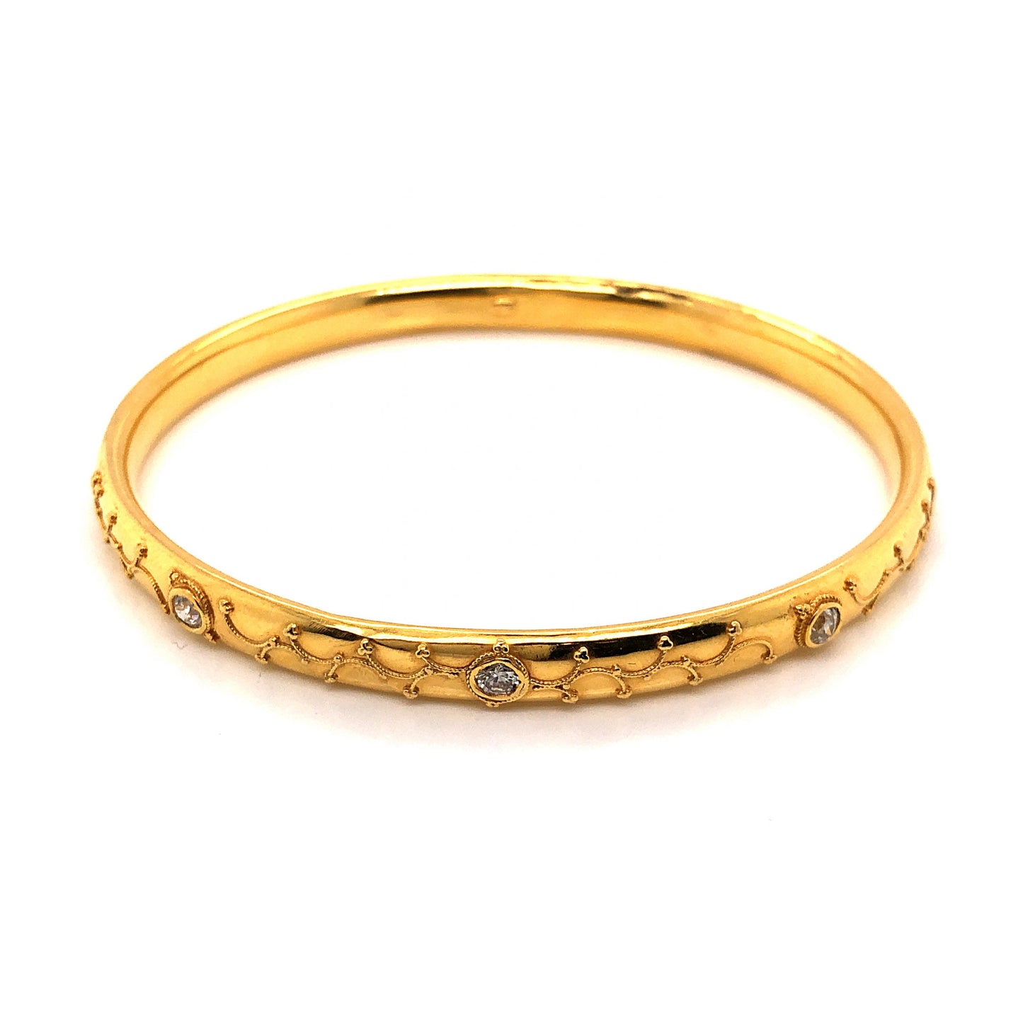 Victorian Diamond Bangle Bracelet in 14k Yellow Gold
