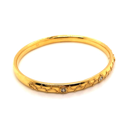Victorian Diamond Bangle Bracelet in 14k Yellow Gold