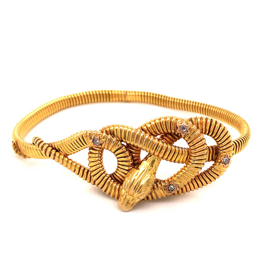 Victorian .10 Diamond Serpent Bracelet in 18k Yellow Gold