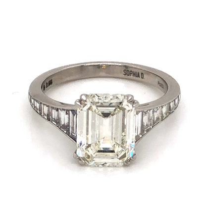 2.66 Emerald Cut Diamond Engagement Ring in Platinum