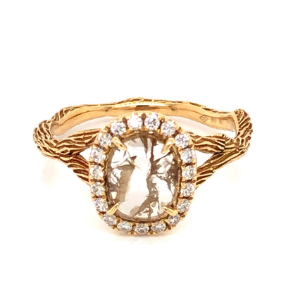 .39 Rose Cut Diamond Engagement Ring in 18K Yellow Gold